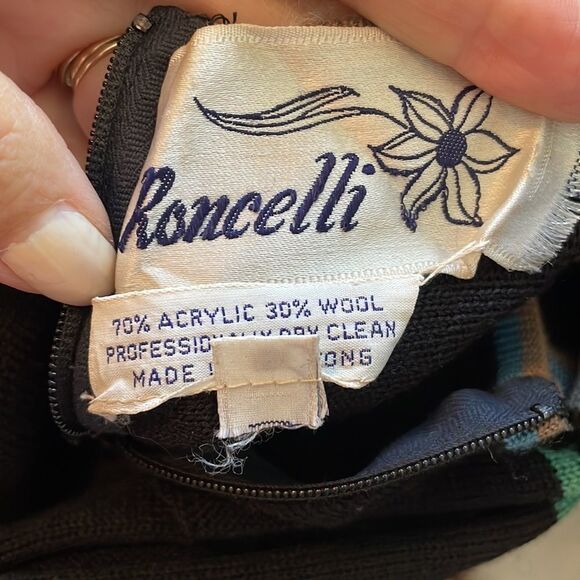 Amazing 70s Vtg Roncelli knit multi colored striped sweater dress - Picture 9 of 12